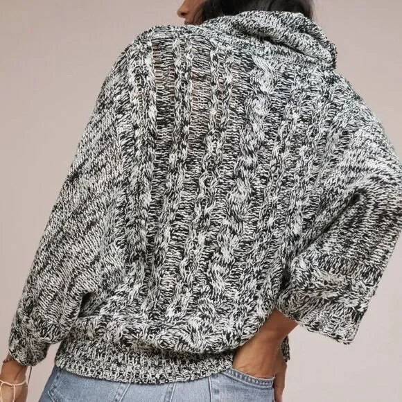 Anthropologie MOTH Kingsley Marled Cable Knit Cowl Neck Sweater Size L - Picture 6 of 10